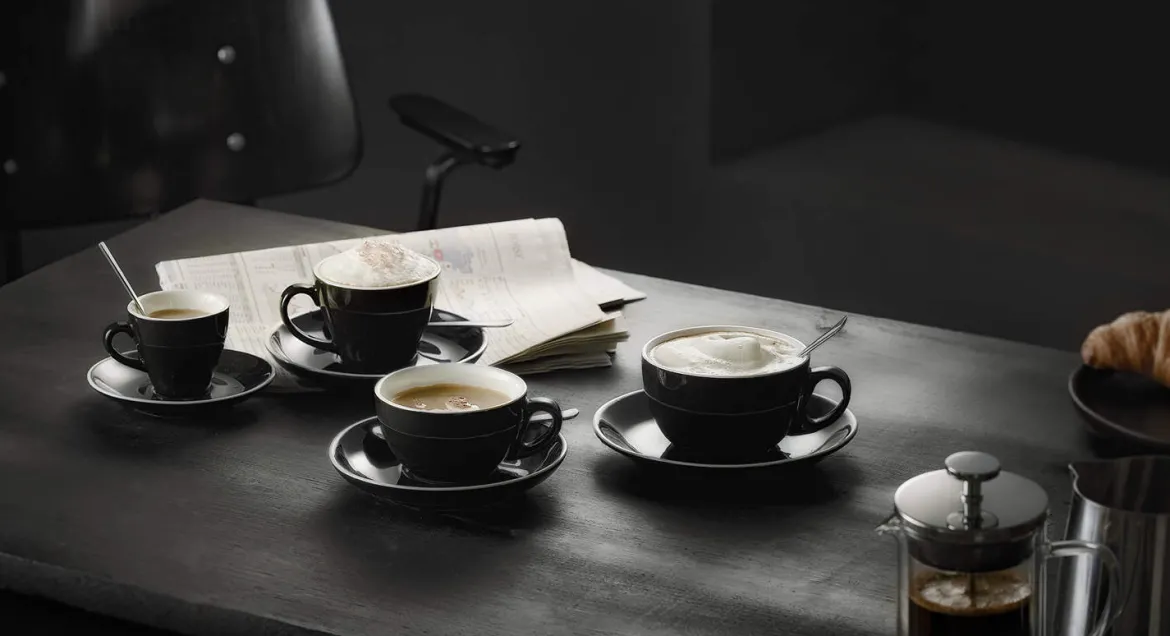 Cappuccino Tasse - Italia Black | Schwarz - 200 ml (6 Stk)