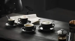 Cappuccino Untertasse - Italia Black | Schwarz - Ø 15,5 cm (6 Stk)