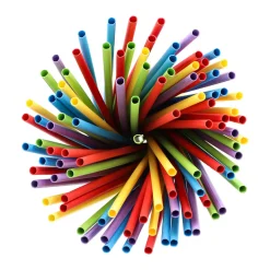 Cocktail Papierstrohhalm | Bunt - Ø 6 mm x 20 cm - Papstar Pure (100 Stk)