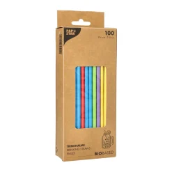 Cocktail Papierstrohhalm | Bunt - Ø 6 mm x 20 cm - Papstar Pure (100 Stk)