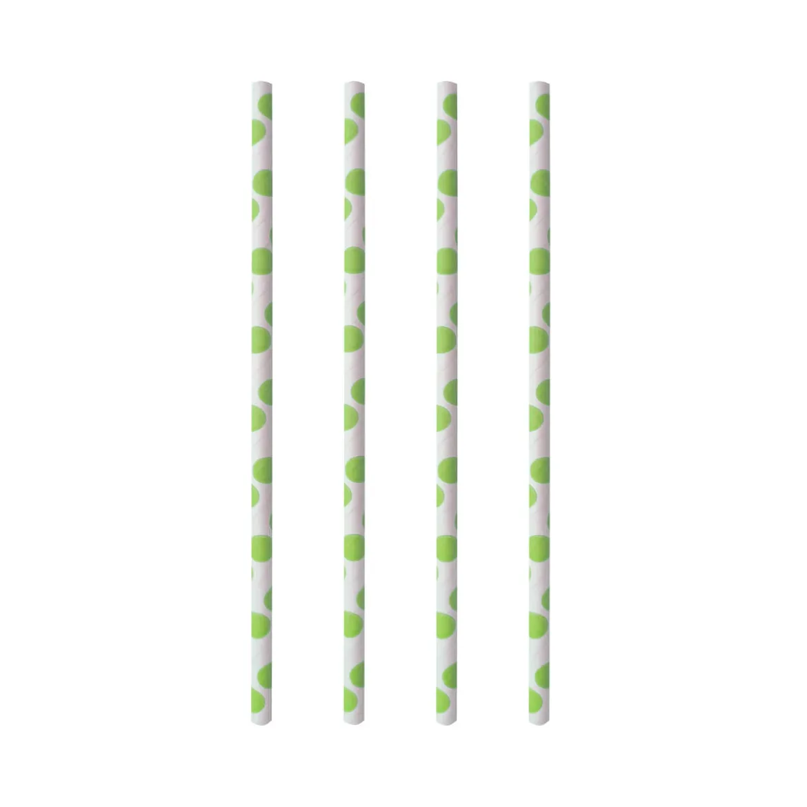 Cocktail Papierstrohhalm | Grüne Punkte - Ø 6 mm x 20 cm - Papstar Pure (100 Stk)