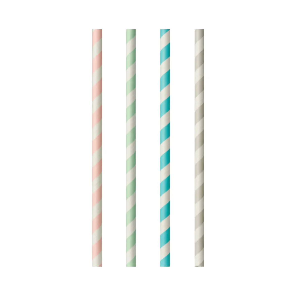Cocktail Papierstrohhalm "Stripes" | Ø 6 mm x 20 cm - Papstar Pure (100 Stk)