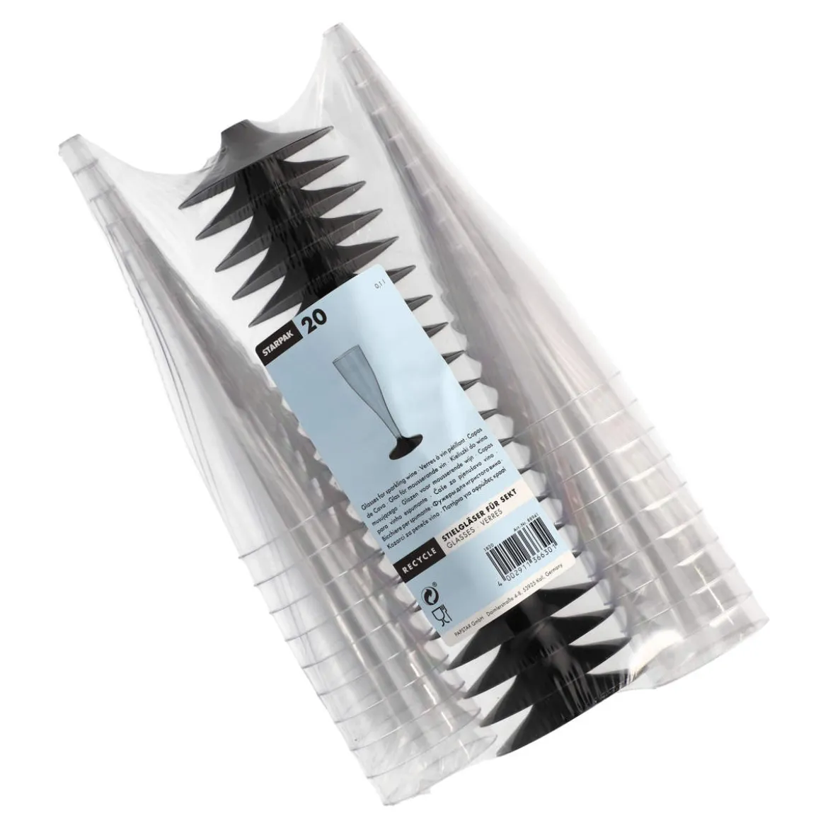 Einweg-Sektgläser glasklar 0,1l | Ø 5 cm x 17,5 cm - Papstar (20 Stk)