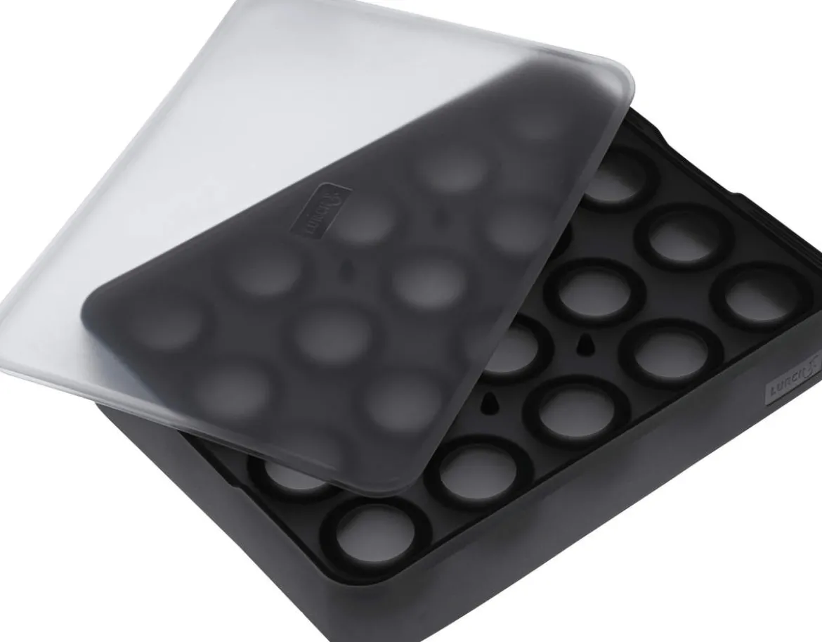 Eiswürfelform mit Deckel – Platin Silikon – Kugeln | 20 x 3 cm