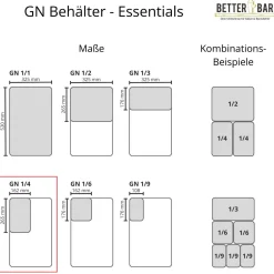 GN 1/4 Behälter - Edelstahl - GN Essentials | 15 cm