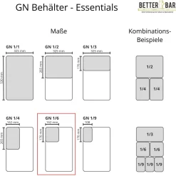GN 1/6 Behälter - Edelstahl - GN Essentials | 15 cm