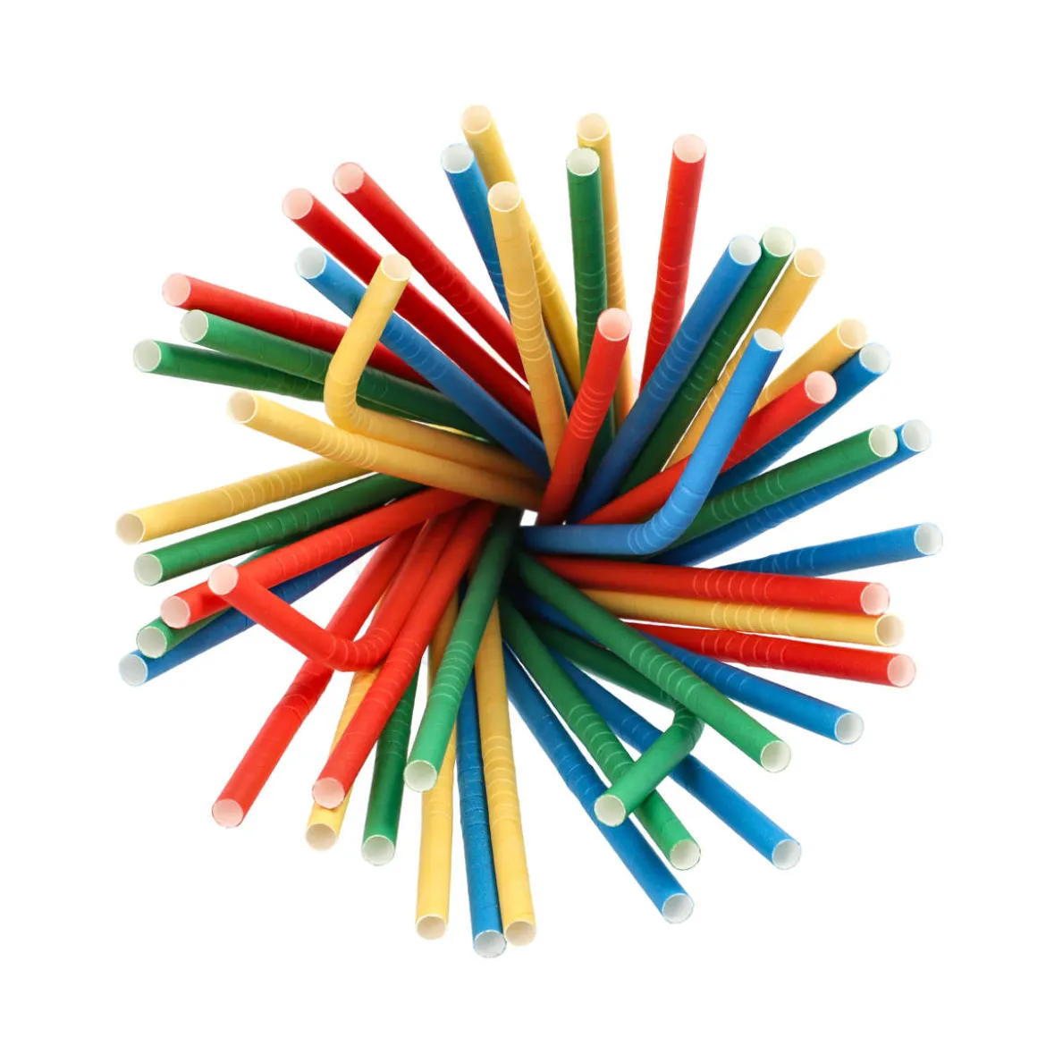 Papierstrohhalm biegbar | Bunt - Ø 6 mm x 22 cm - Papstar Pure (100 Stk)