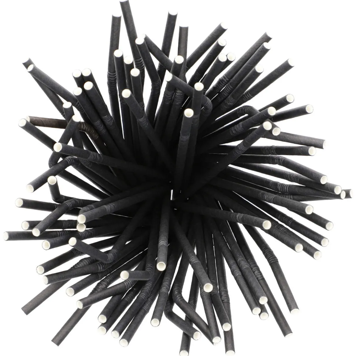 Papierstrohhalm biegbar | Schwarz - Ø 6 mm x 22 cm - Papstar Pure (100 Stk)