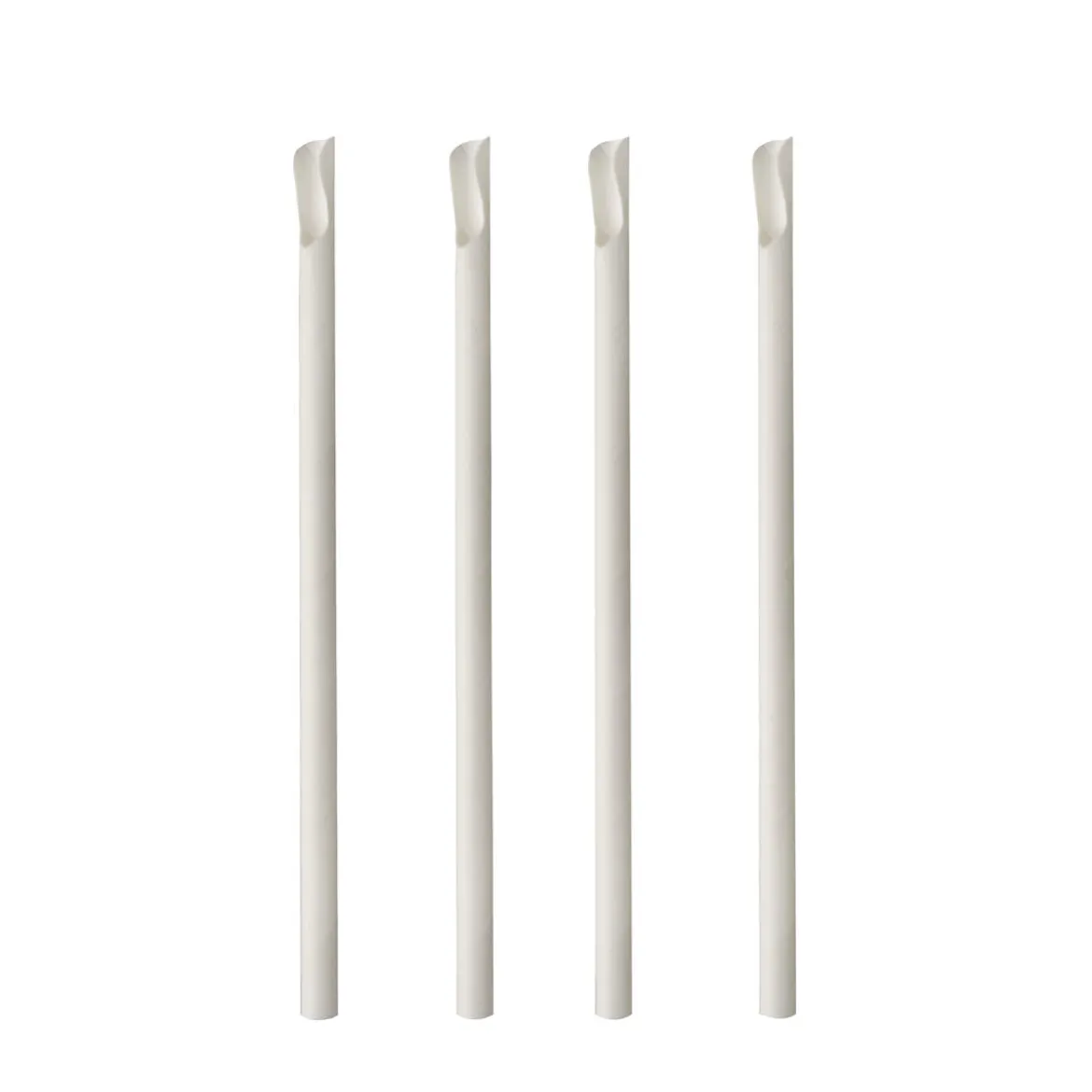 Papierstrohhalme mit Löffel | Weiß - Ø 8 mm x 20 cm - Papstar Pure (100 Stk)