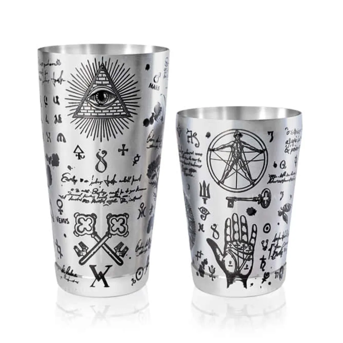 Tin-in-Tin Cocktail Shaker - Kenko Tattoo | Alchemy verziert