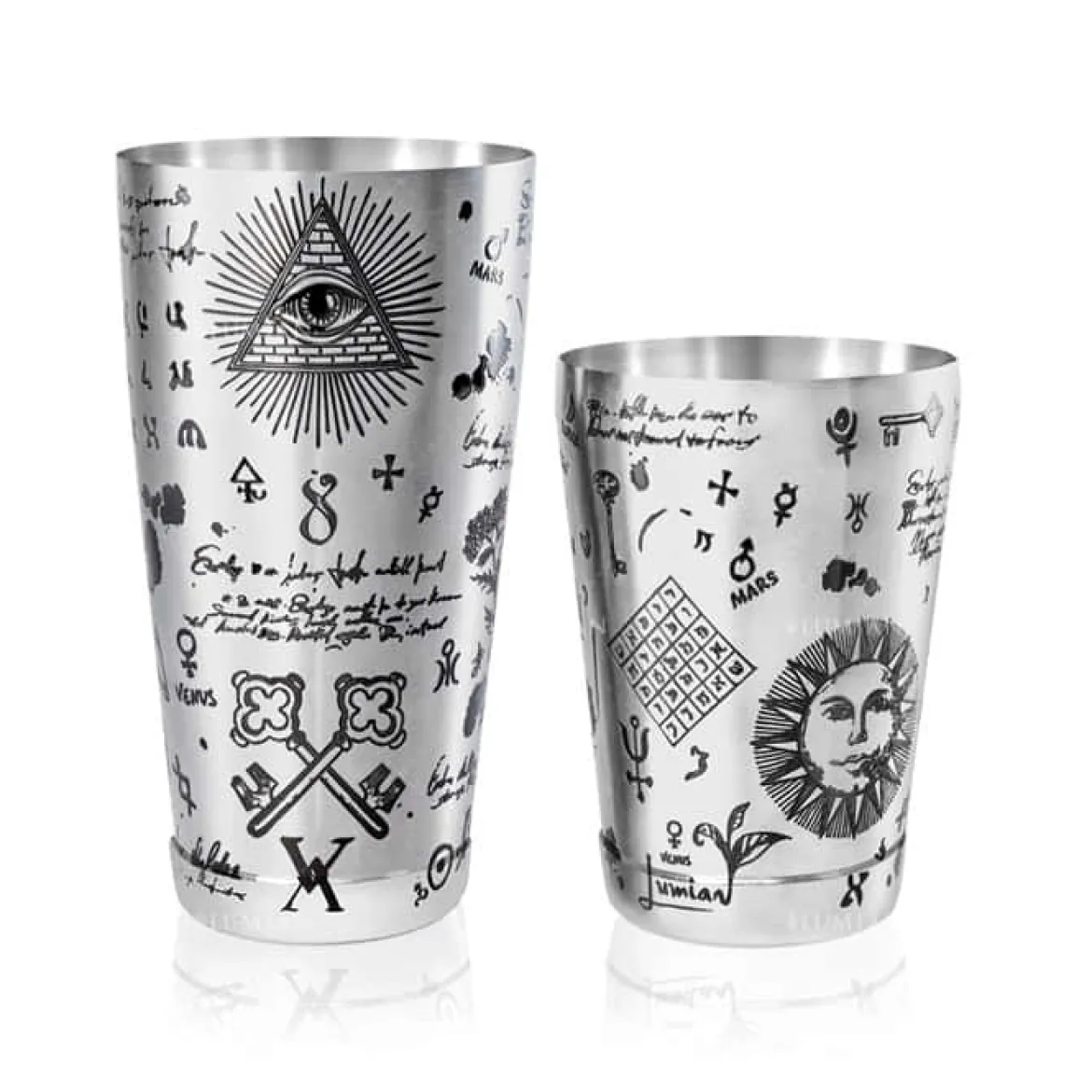 Tin-in-Tin Cocktail Shaker - Kenko Tattoo | Alchemy verziert
